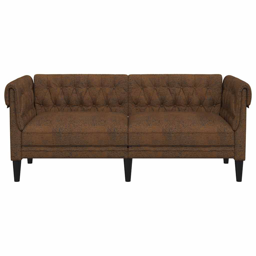 vidaXL Καναπές Διθέσιος Chesterfield Καφέ Υφασμάτινος