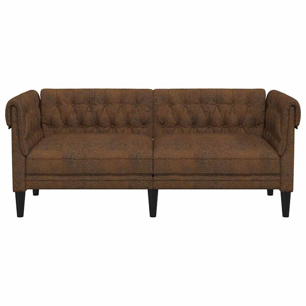 vidaXL Καναπές Διθέσιος Chesterfield Καφέ Υφασμάτινος