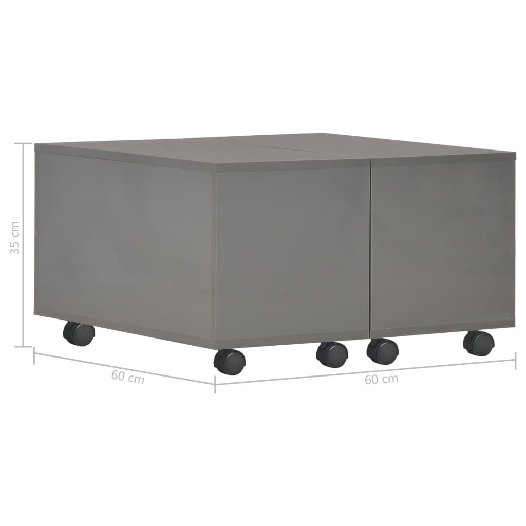 vidaXL Τραπεζάκι Σαλονιού Γυαλιστερό Γκρι 60 x 60 x 35 εκ. Μοριοσανίδα
