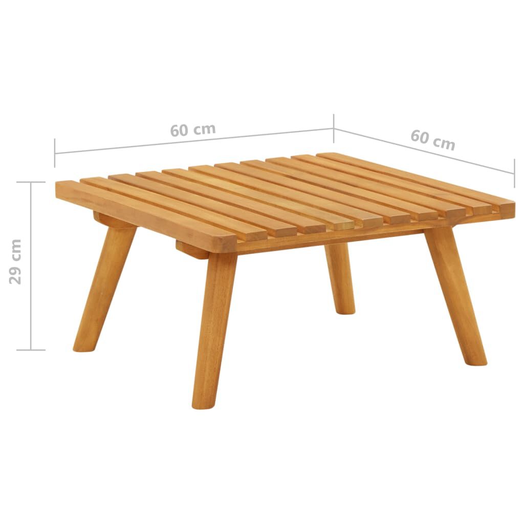 vidaXL Υποπόδιο Κήπου 60x60x29 εκ. από Μασίφ Ξύλο Ακακίας με Μαξιλάρι