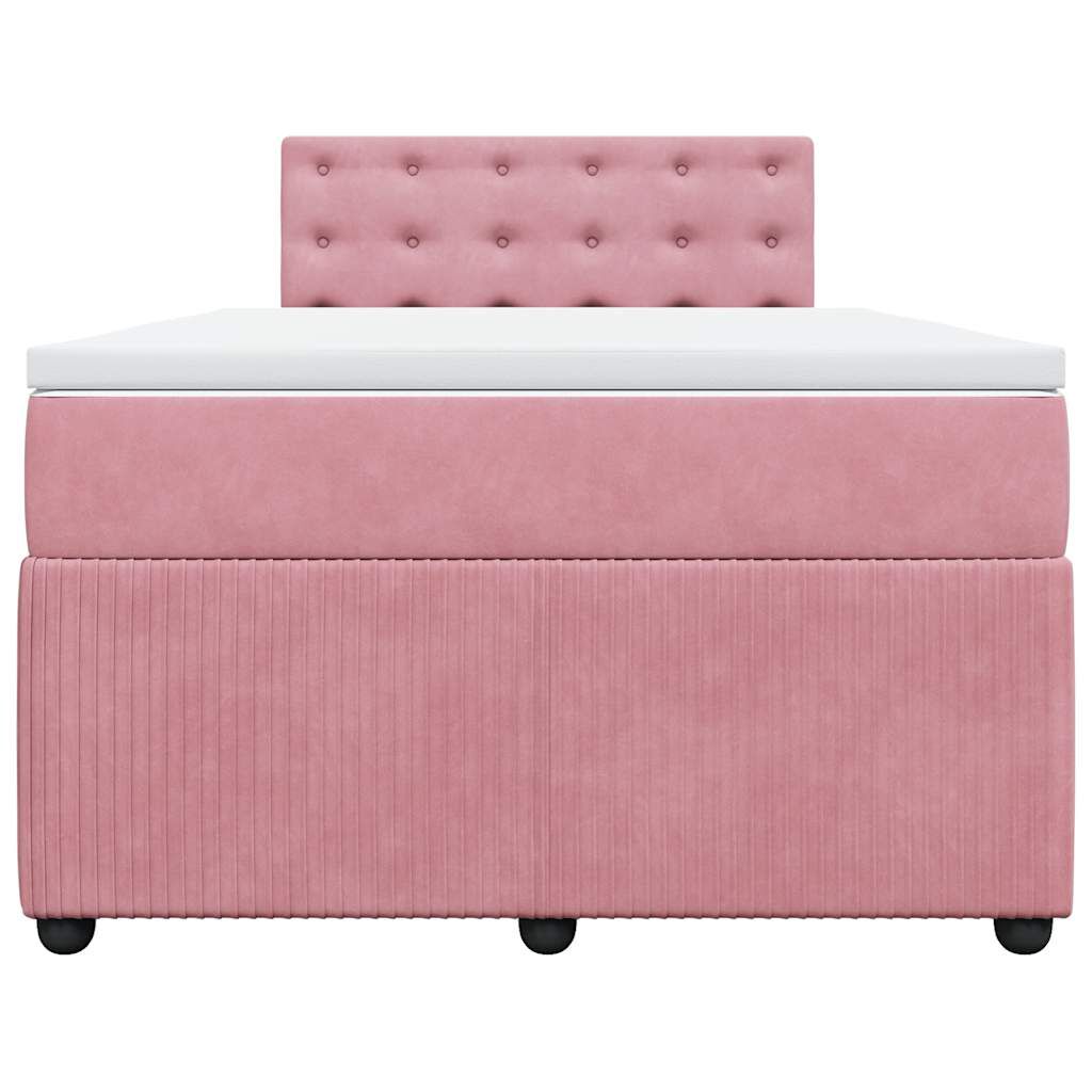 vidaXL Κρεβάτι Boxspring με Στρώμα Ροζ 120x200 εκ. Βελούδινο