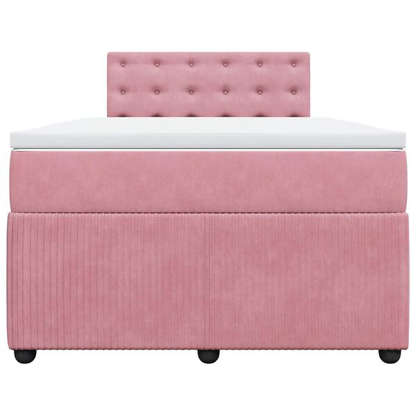 vidaXL Κρεβάτι Boxspring με Στρώμα Ροζ 120x200 εκ. Βελούδινο