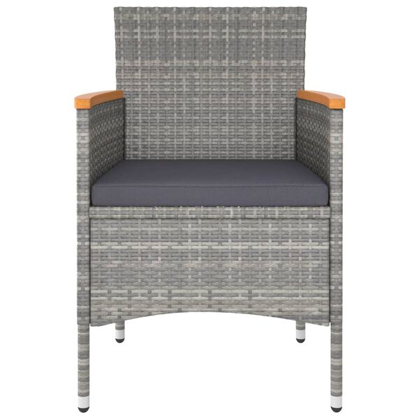 vidaXL Καρέκλες και Σκαμπό Κήπου Σετ 4 Τεμαχίων Γκρι Συνθετικό Ρατάν
