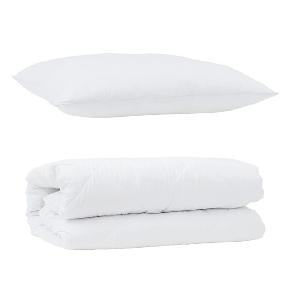vidaXL Διπλό με Μαξιλάρι 2 pcs Λευκό 135 x 220 εκ. Μικροΐνες
