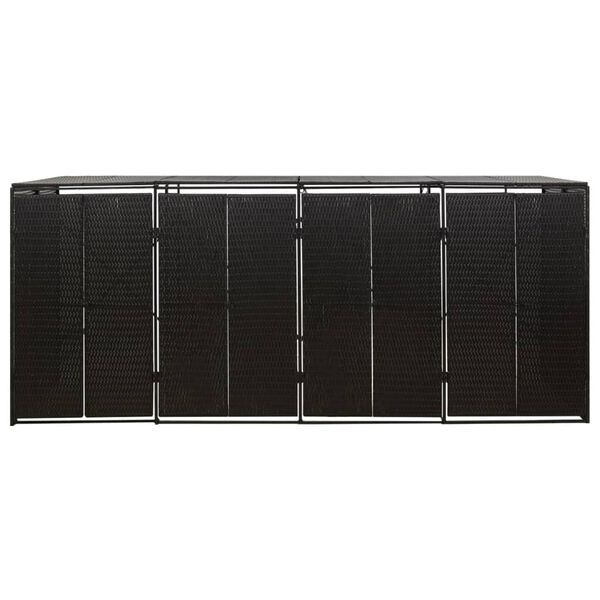 vidaXL Πλαίσιο για Κάδο Απορρ. με Ρόδες Μαύρο 274x80x117εκ Συνθ. Ρατάν