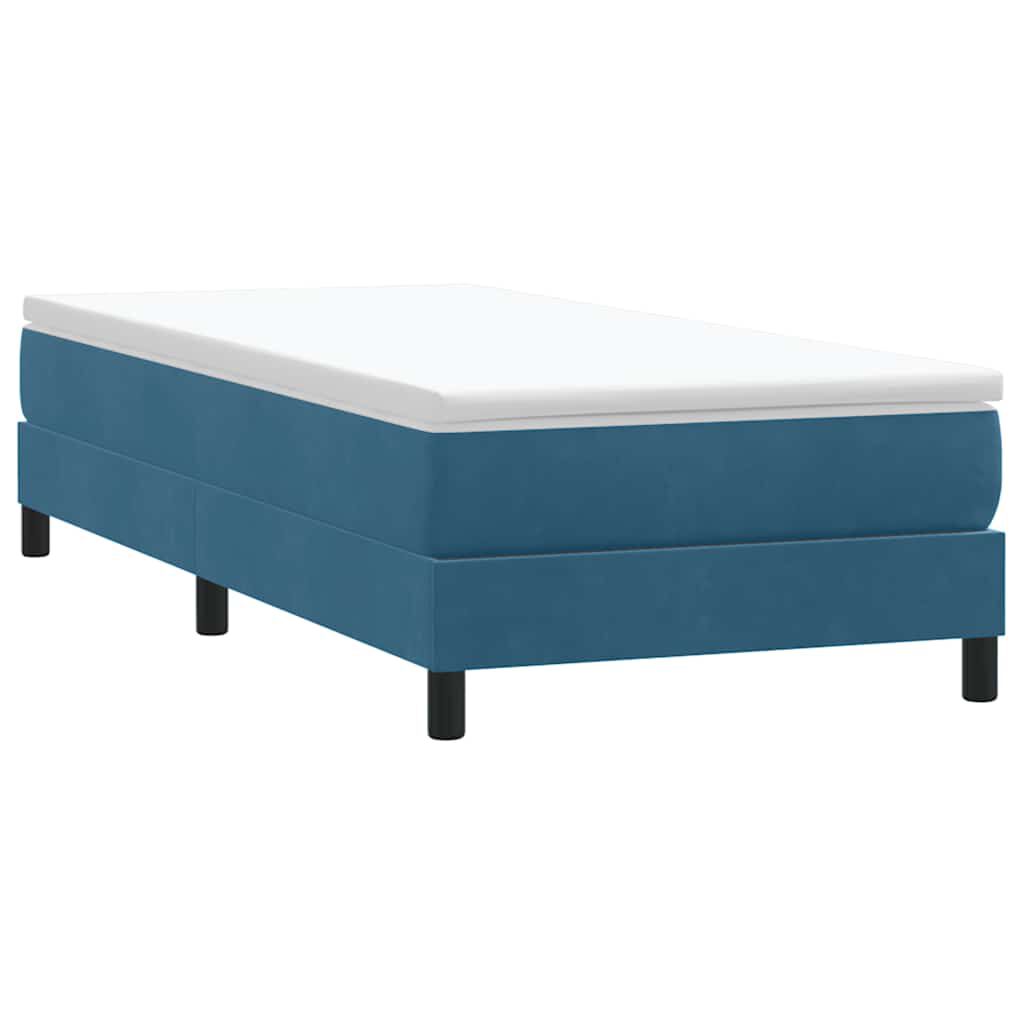 vidaXL Box Spring κρεβάτι με στρώμα σκούρο μπλε 80x210 εκ. Βελούδινο