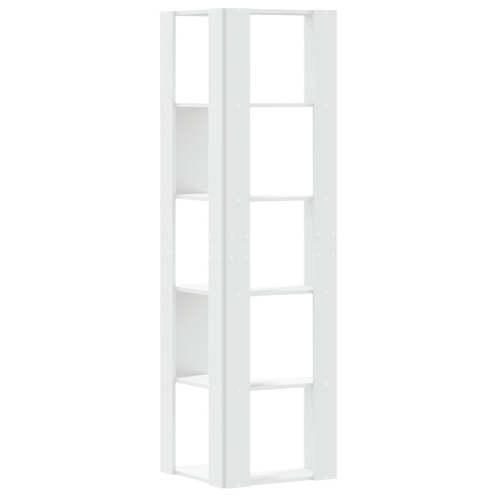 vidaXL Βιβλιοθήκη Γωνιακή 5 Επ. Λευκή 50x50x179εκ Επεξ. Ξύλο