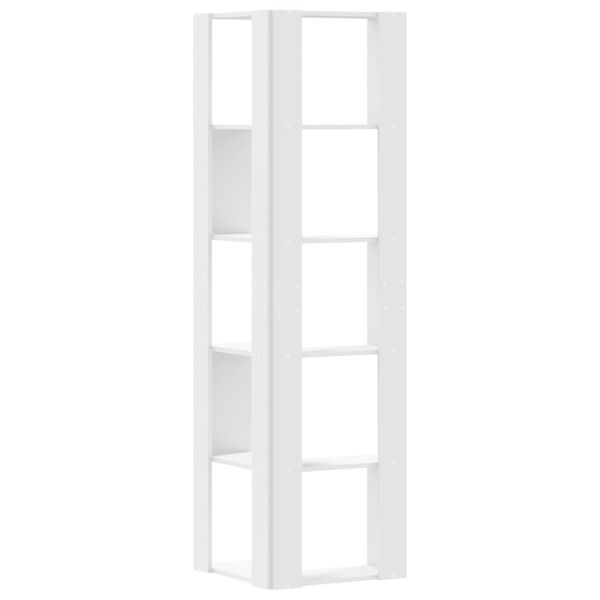vidaXL Βιβλιοθήκη Γωνιακή 5 Επ. Λευκή 50x50x179εκ Επεξ. Ξύλο