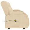 vidaXL Πολυθρόνα Μασάζ Τετραθέσια με Ποτηροθήκη Ανακλ. Κρεμ Ύφασμα.