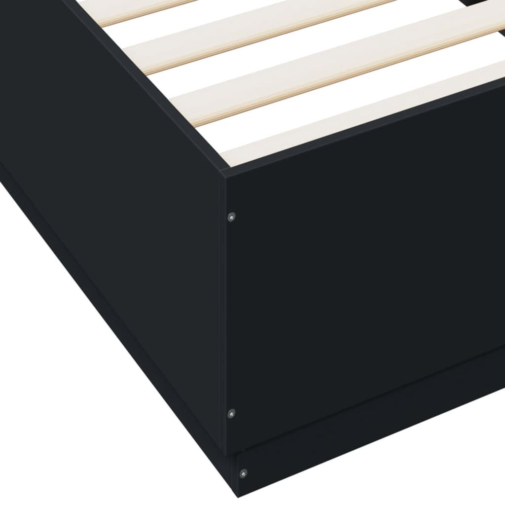 vidaXL Πλαίσιο Κρεβατιού με LED Μαύρο 100 x 200 εκ. Επεξεργ. Ξύλο
