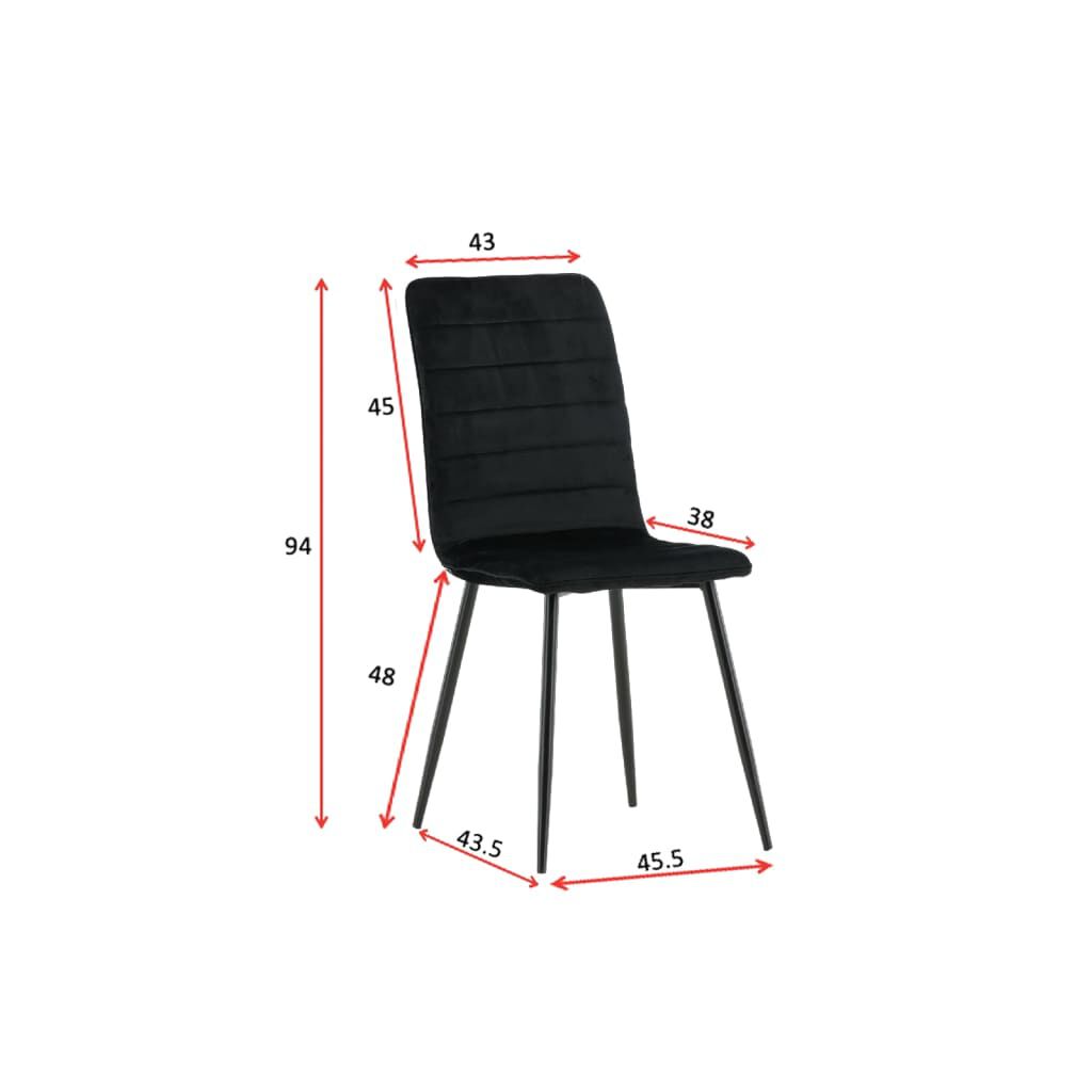 Venture Home Καρέκλες Τραπεζαρίας Windu 2 τεμ. Μαύρες Βελούδινες