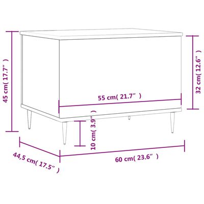 vidaXL Τραπεζάκι Σαλονιού Γυαλ. Λευκό 60x44,5x45εκ. Επεξεργασμένο Ξύλο