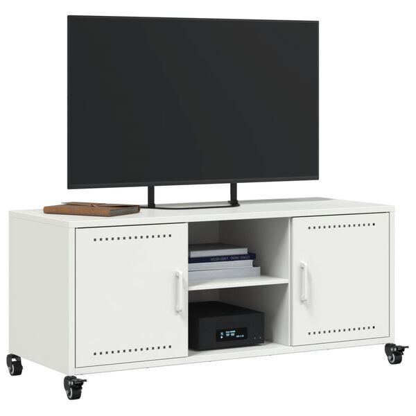 vidaXL Έπιπλο Τηλεόρασης Λευκό 100,5x39x43,5 εκ. Ατσάλι