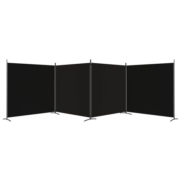 vidaXL Διαχωριστικό Δωματίου με 4 Πάνελ Μαύρο 698x180 εκ. από Ύφασμα