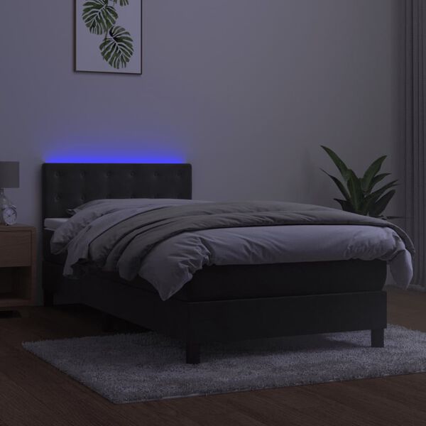 vidaXL &Kappa;&rho;&epsilon;&beta;ά&tau;&iota; Boxspring &mu;&epsilon; &Sigma;&tau;&rho;ώ&mu;&alpha; & LED &Sigma;&kappa;. &Gamma;&kappa;&rho;&iota; 90x190 &epsilon;&kappa;. &Beta;&epsilon;&lambda;&omicron;ύ&delta;&iota;&nu;&omicron;