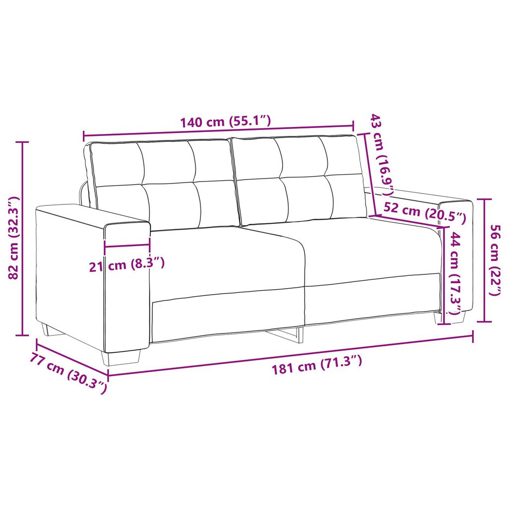 vidaXL Καναπέας Loveseat Σκούρο Γκρι 140 εκ σε Τεχνητό Δέρμα