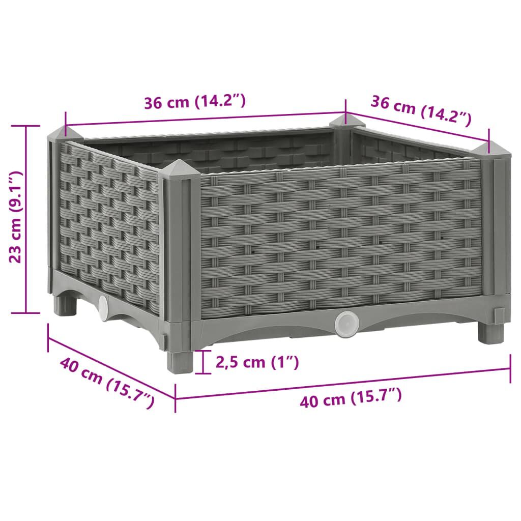 vidaXL Ζαρντινιέρα 40 x 40 x 23 εκ. από Πολυπροπυλένιο