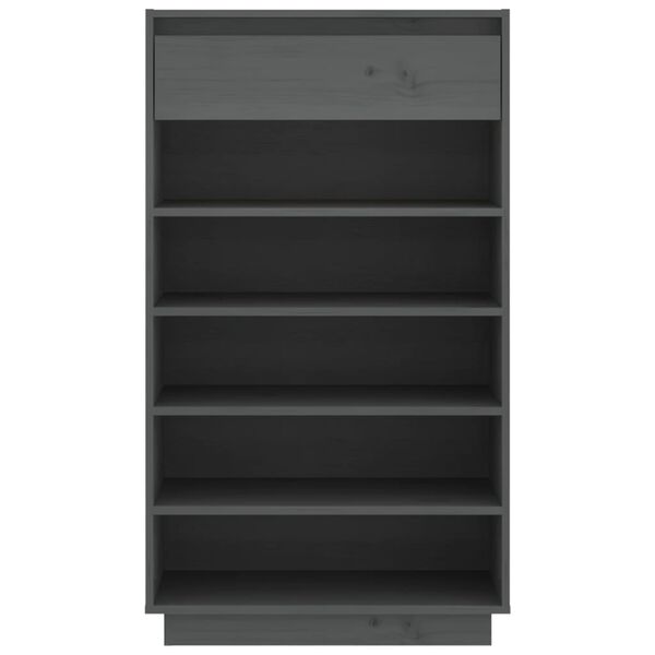vidaXL Παπουτσοθήκη Γκρι 60 x 34 x 105 εκ. από Μασίφ Ξύλο Πεύκου