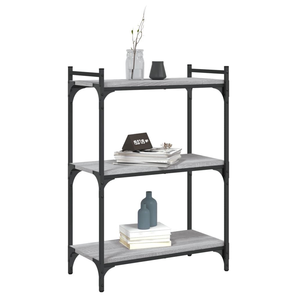 vidaXL Βιβλιοθήκη 3 Επιπέδων Γκρι Sonoma 60x30x86 εκ. Επεξεργ. Ξύλο