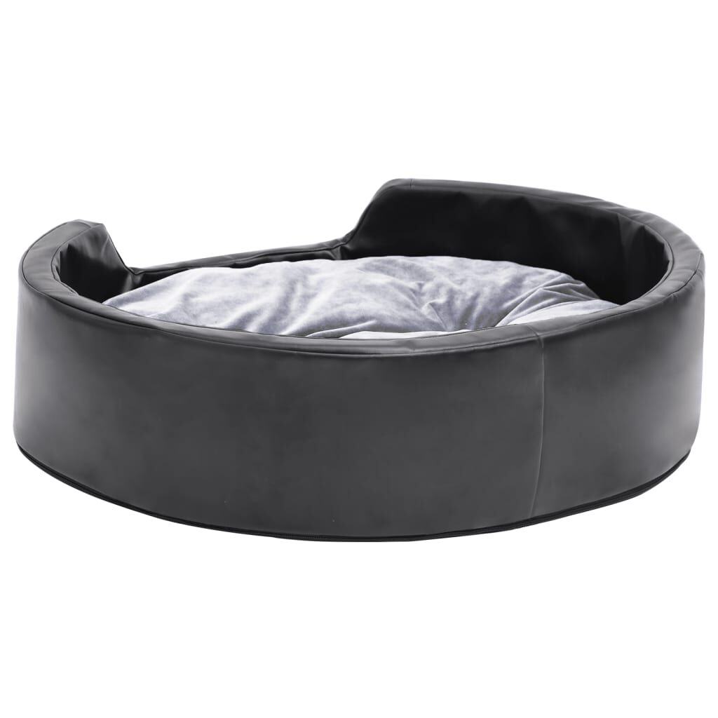 vidaXL Κρεβάτι Σκύλου Μαύρο/Γκρι 69 x 59 x 19 εκ. Βελουτέ/Συνθ. Δέρμα