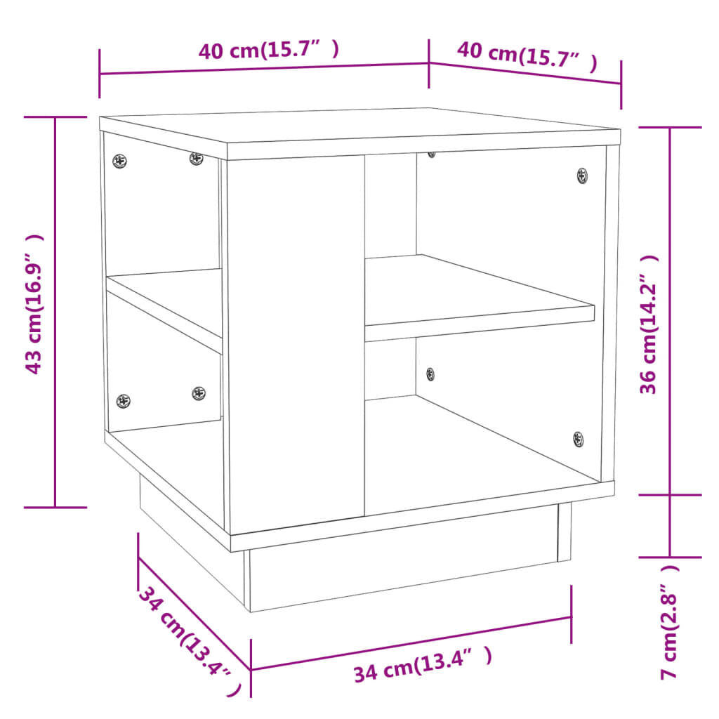 vidaXL Τραπεζάκι Σαλονιού Καφέ Δρυς 40x40x43 εκ. Επεξεργασμένο Ξύλο