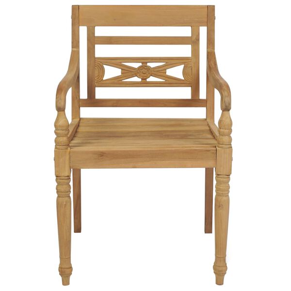 vidaXL Καρέκλες Batavia 2 τεμ. Μασίφ Ξύλο Teak & Λευκά Κρεμ Μαξιλάρια