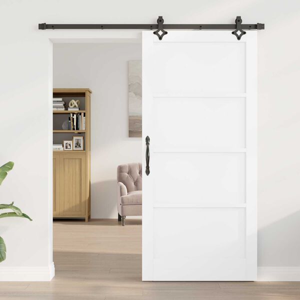 vidaXL Συρόμενη Πόρτα Λευκό και μαύρο 93 x 202 cm