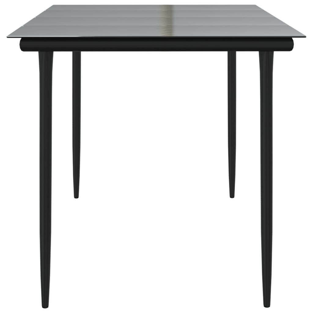 vidaXL Τραπεζαρία Κήπου Μαύρη 160 x 80 x 74 εκ. Ατσάλι / Ψημένο Γυαλί
