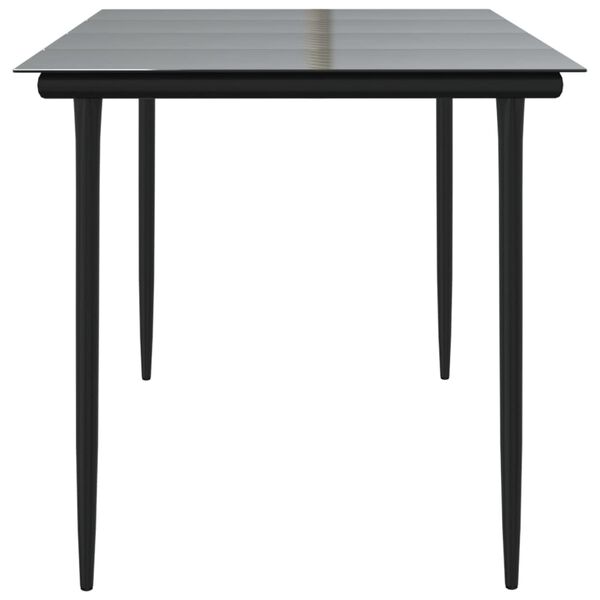 vidaXL Τραπεζαρία Κήπου Μαύρη 160 x 80 x 74 εκ. Ατσάλι / Ψημένο Γυαλί