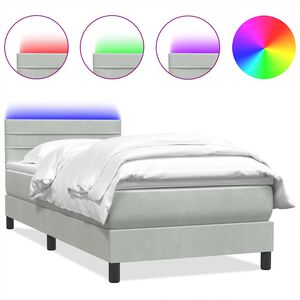 vidaXL &Kappa;&rho;&epsilon;&beta;ά&tau;&iota; Boxspring &mu;&epsilon; &Sigma;&tau;&rho;ώ&mu;&alpha; & LED &alpha;&nu;&omicron;&iota;&chi;&tau;ό &gamma;&kappa;&rho;&iota; 90x220 &epsilon;&kappa;. &Beta;&epsilon;&lambda;&omicron;ύ&delta;&iota;&nu;&omicron;
