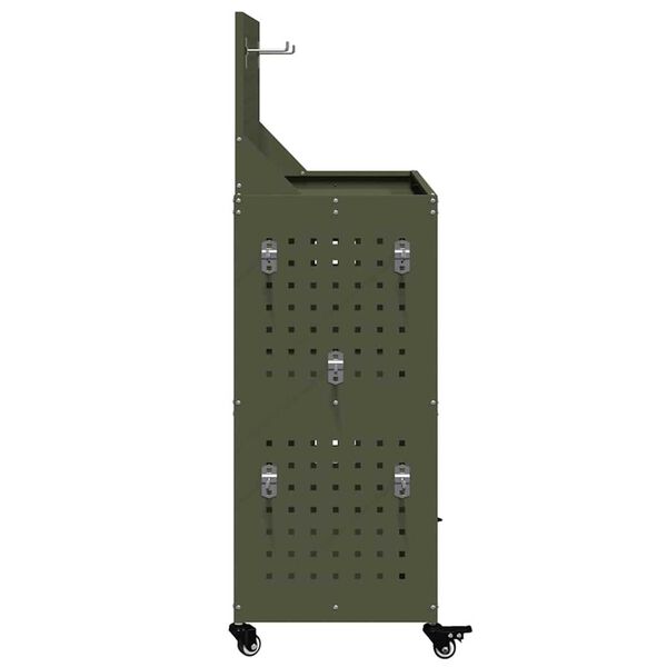 vidaXL Καρότσι εργαλείων με ράφι Λαδί 65 x 35 x 111 εκ Κρύα χάλυβας