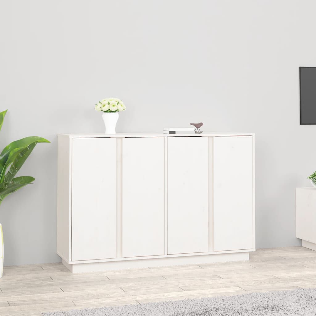 vidaXL Μπουφές Λευκός 120 x 35 x 80 εκ. από Μασίφ Ξύλο Πεύκου