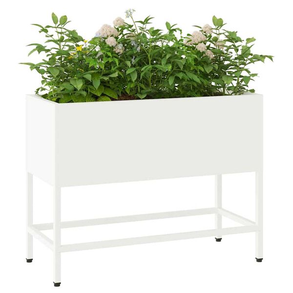 vidaXL Υψωμένη Γλάστρα Κήπου Λευκό 60 x 26 x 45 εκ Ατσάλι