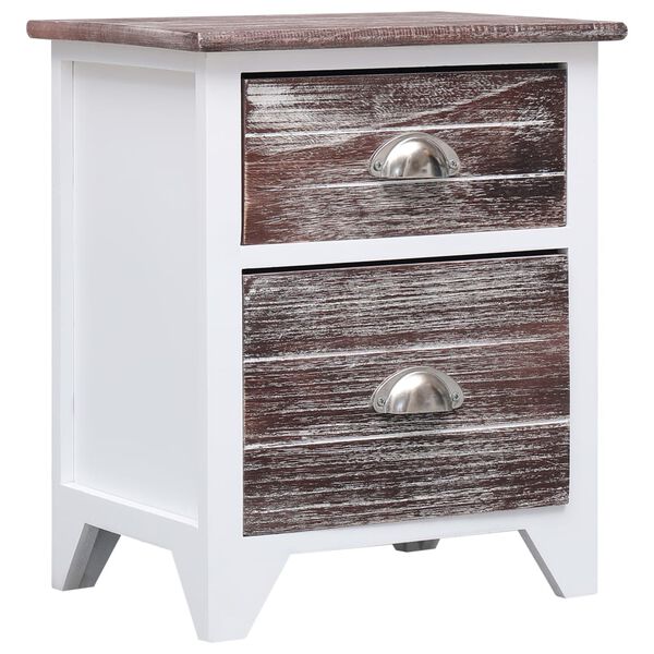 vidaXL Κομοδίνο Καφέ και Λευκό 38 x 28 x 45 εκ. από Ξύλο Παυλώνιας