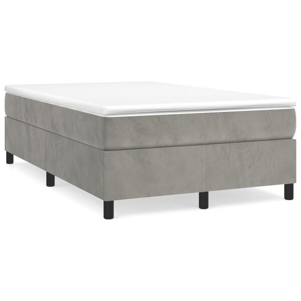 vidaXL Κρεβάτι Boxspring με Στρώμα Ανοιχτό Γκρι 120x200 εκ. Βελούδινο