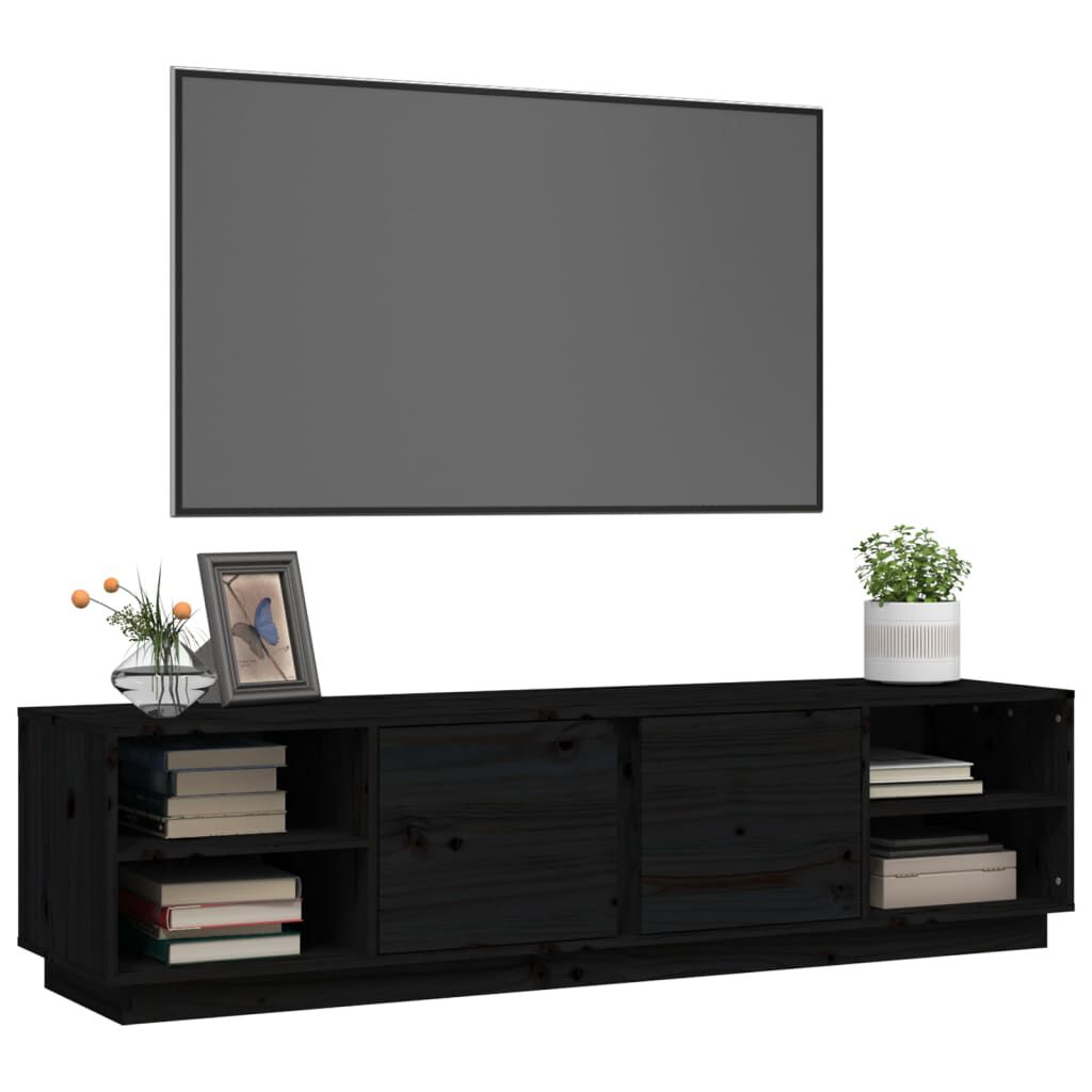 vidaXL Έπιπλο Τηλεόρασης Μαύρο 156x40x40 εκ. από Μασίφ Ξύλο Πεύκου