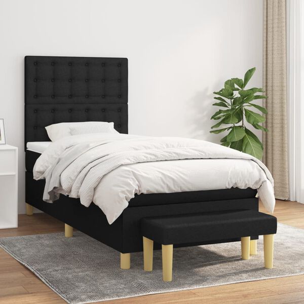 vidaXL &Kappa;&rho;&epsilon;&beta;ά&tau;&iota; Boxspring &mu;&epsilon; &Sigma;&tau;&rho;ώ&mu;&alpha; &Mu;&alpha;ύ&rho;&omicron; 100 x 200 &epsilon;&kappa;. &Upsilon;&phi;&alpha;&sigma;&mu;ά&tau;&iota;&nu;&omicron;