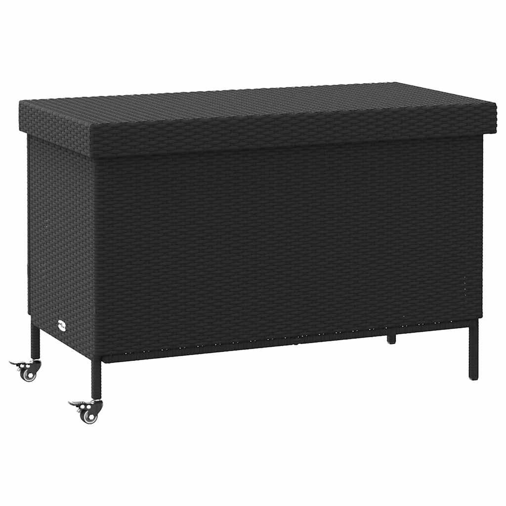 vidaXL κουτί αποθήκευσης κήπου με ρόδες μαύρο 110x55x73 cm
