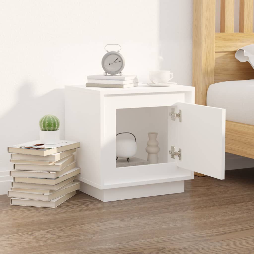 vidaXL Κομοδίνο Λευκό 44 x 35 x 45 εκ. από Επεξεργασμένο Ξύλο