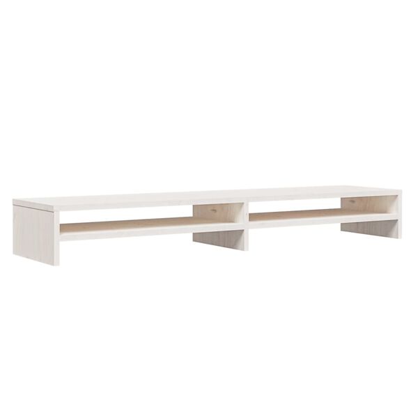 vidaXL Βάση Οθόνης Λευκή 100 x 24 x 13 εκ. από Μασίφ Ξύλο Πεύκου
