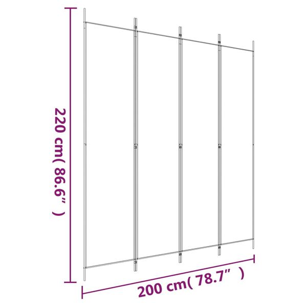 vidaXL Διαχωριστικό Δωματίου με 4 Πάνελ Καφέ 200 x 220 εκ. Υφασμάτινο