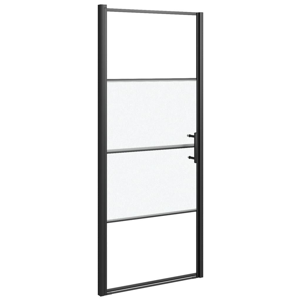 vidaXL Πόρτα Ντουζιέρας Μαύρη με Αμμοβολή 91x195 εκ. από Ψημένο Γυαλί