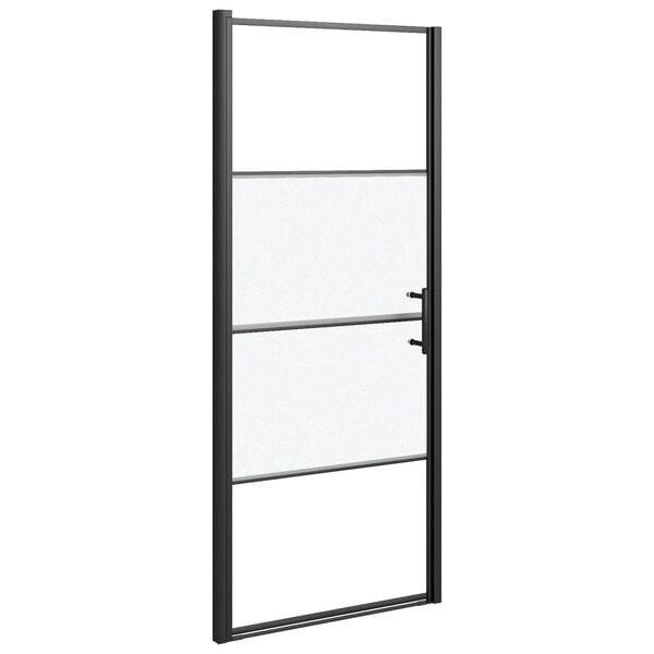 vidaXL Πόρτα Ντουζιέρας Μαύρη με Αμμοβολή 91x195 εκ. από Ψημένο Γυαλί