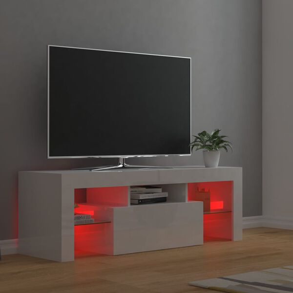 vidaXL Έπιπλο Τηλεόρασης με LED Γυαλιστερό Λευκό 120 x 35 x 40 εκ.