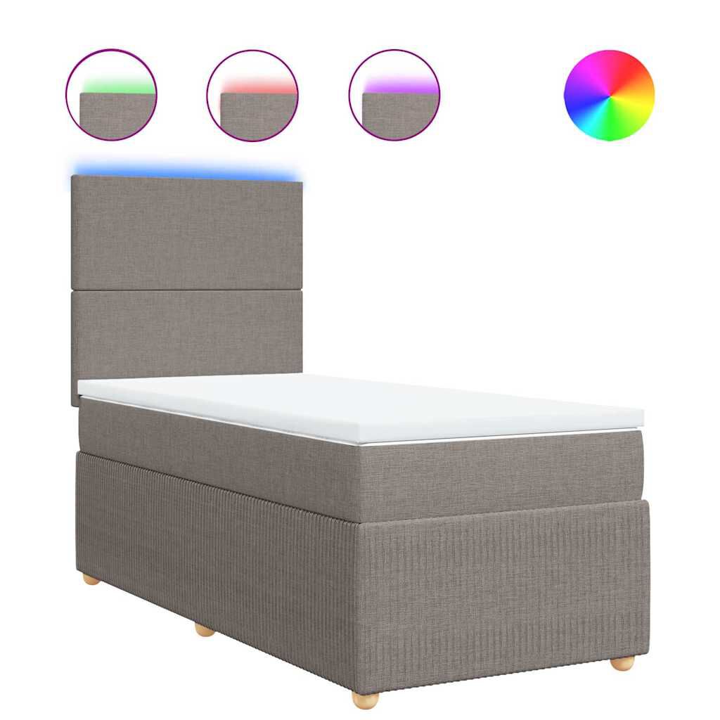vidaXL Κρεβάτι Boxspring με Στρώμα Taupe 80x200 εκ. Υφασμάτινο