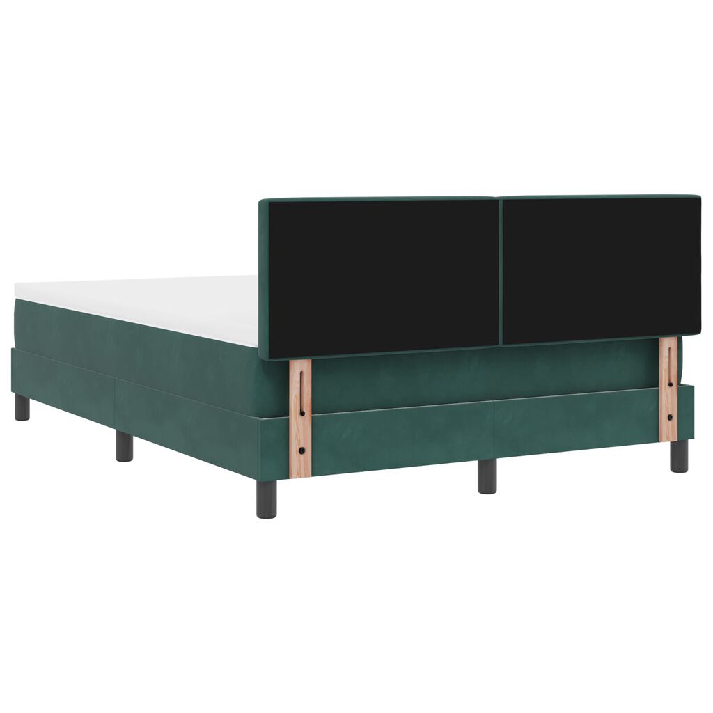Κρεβάτι Box Spring με Στρώμα vidaXL Σκούρο Πράσινο 140x200 εκ Βελούδο