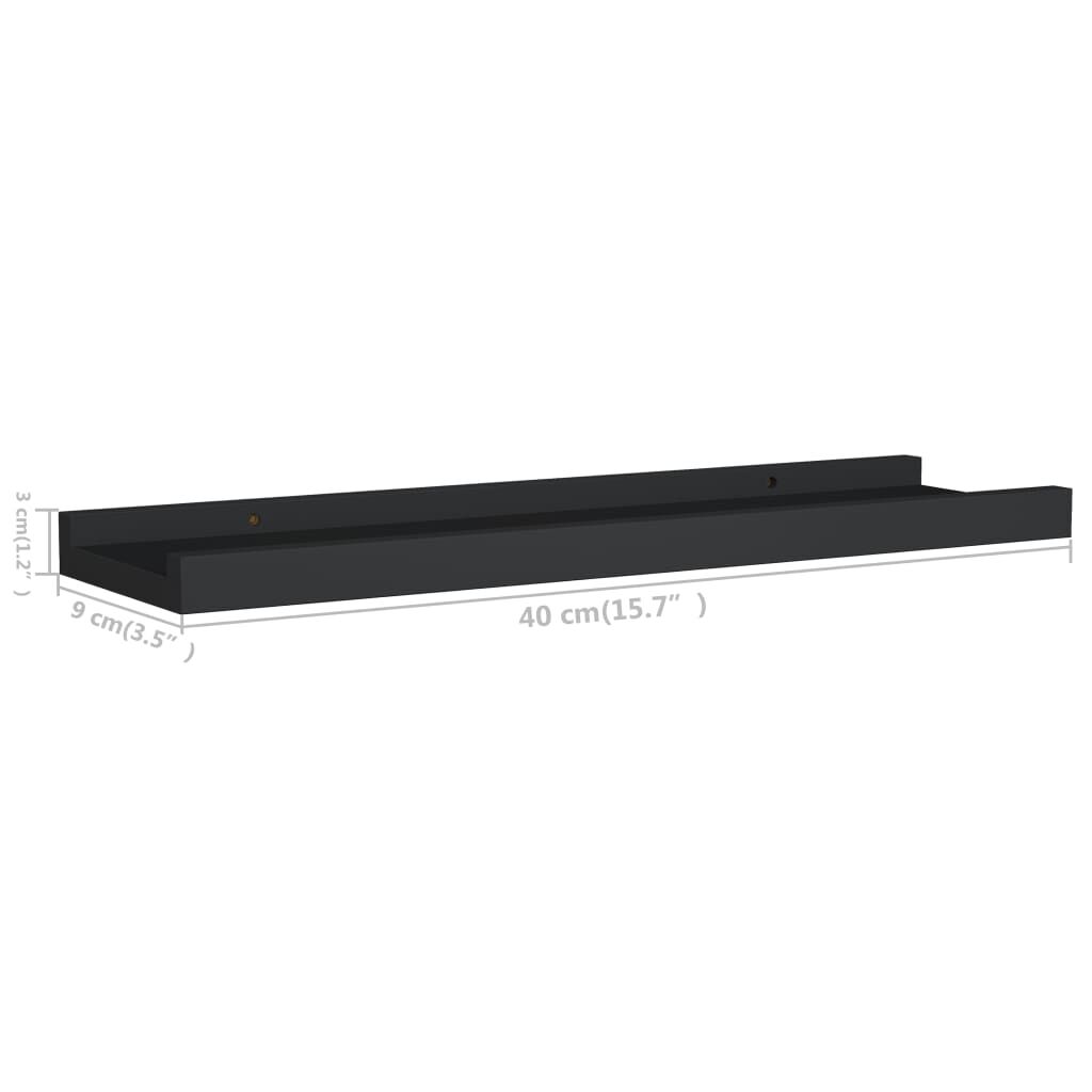 vidaXL Ράφια για Κορνίζες 2 τεμ. Μαύρα 40 x 9 x 3 εκ. από MDF