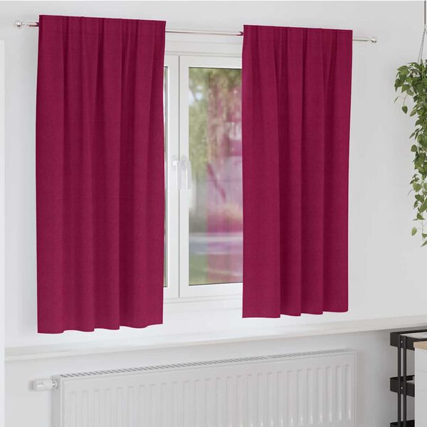 vidaXL Κουρτίνες με κουρτίνες 2 pcs Μπορντό 175x140εκ. Πολυεστέρας