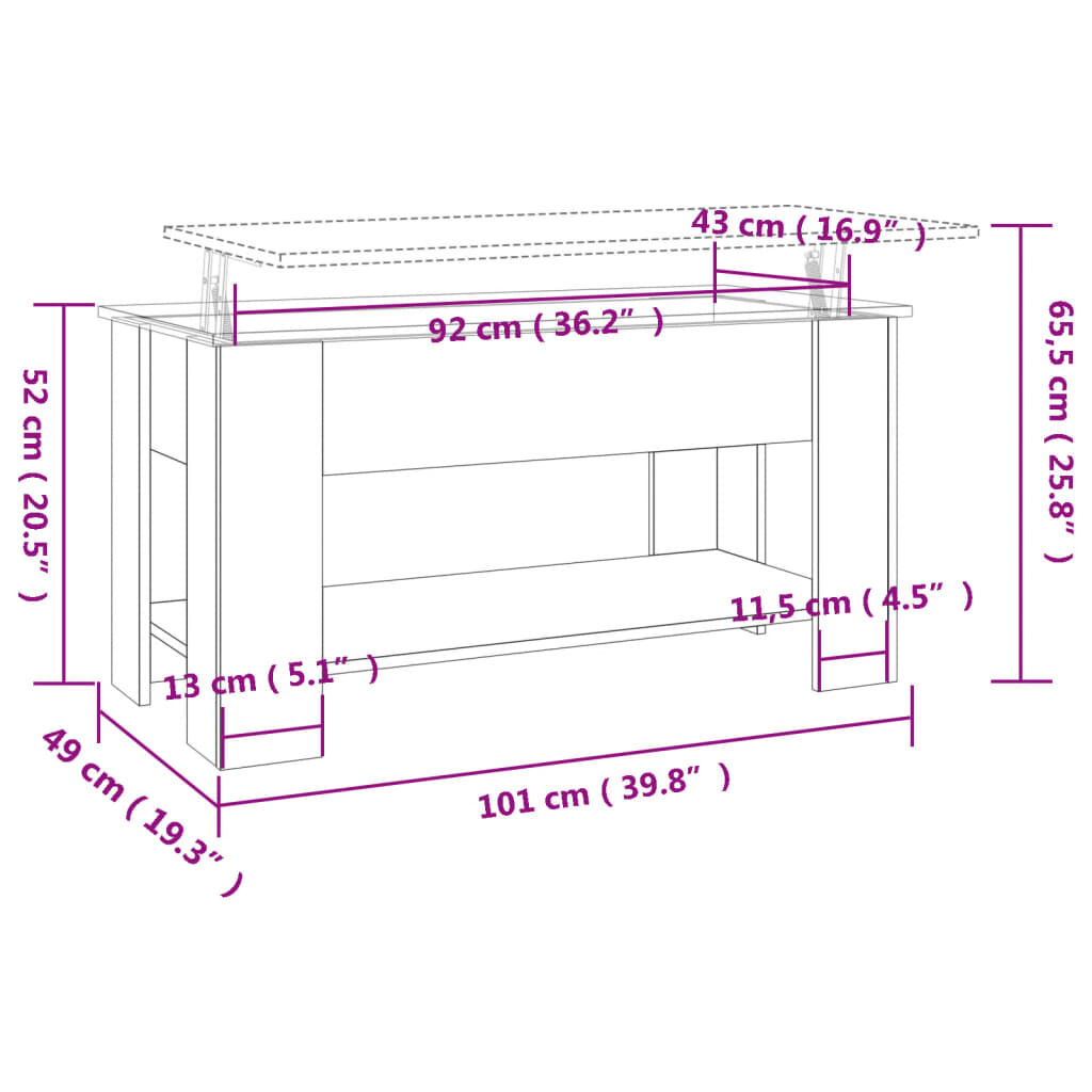 vidaXL Τραπεζάκι Σαλονιού Λευκό 101 x 49 x 52 εκ. Επεξεργασμένο Ξύλο
