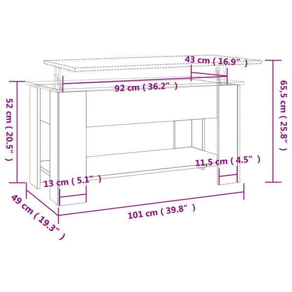 vidaXL Τραπεζάκι Σαλονιού Λευκό 101 x 49 x 52 εκ. Επεξεργασμένο Ξύλο